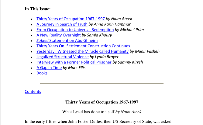Issue 8, Summer 1997, 30 years of occupation