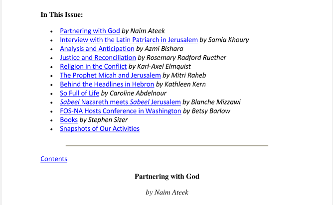 Issue 9, Autumn 1997, A Just Peace – The Current Impasse