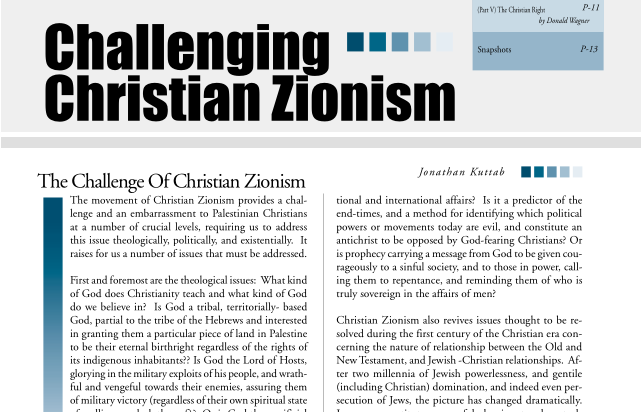 Issue 32, Spring 2004, Challenging Christian Zionism